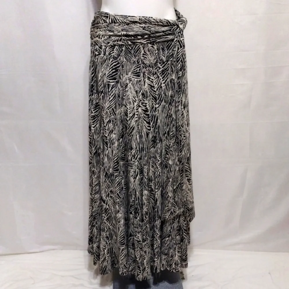 Anthropologie Lapis Abstract Leaf Maxi Skirt Self Tie Waist Boho Resort Small